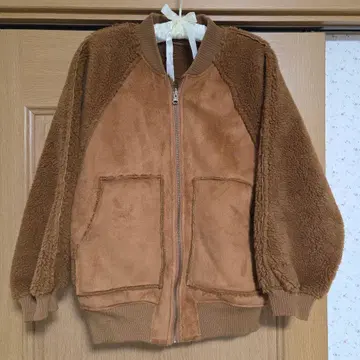 브라운 플리스 블루종 리버서블