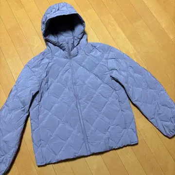 유니클로 퍼프 테크 후드티 퍼플 L