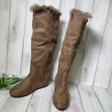 Magia di mano 롱 부츠 M 스웨이드 느낌 퍼 포함 2WAY