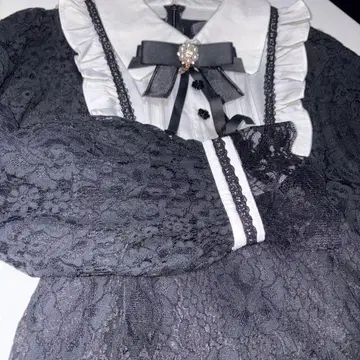 ROJITA 로지타 요크 프릴 블랙 레이스 셋업