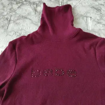 Y2K bebe 니트 터틀넥 와인 레드