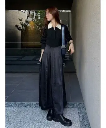 FRAY I.D 오픈 폴로 카라 니트 원피스