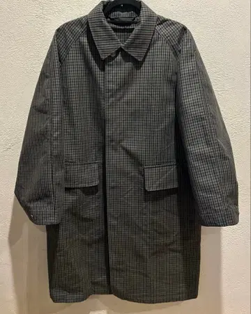 미사용 UNIQLO U 스텐카라 코트 체크 그레이 M 코튼