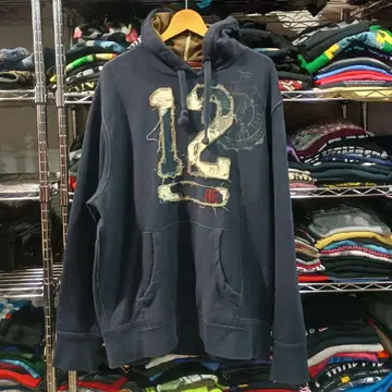 아메리칸 이글 와펜 로고 자수 후드티 네이비 두꺼운 원단