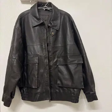 브라운 페이크 가죽 자켓 구제 의류 90s 패션