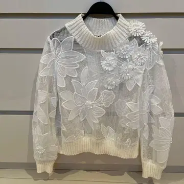 adonisis 레이스 스웨터 화이트 플라워 미사용 새상품
