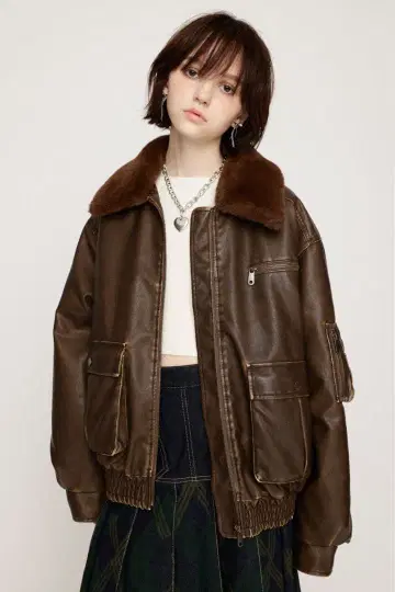 sly VINTAGE F/LEATHER S/블루종 미사용 새상품