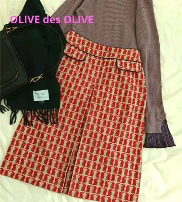 올리브 데 올리브 애니멀 무늬 올 패턴 펭귄 패턴 A라인 스커트