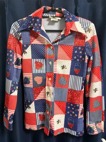 70s 폴리 셔츠 패치워크 패턴