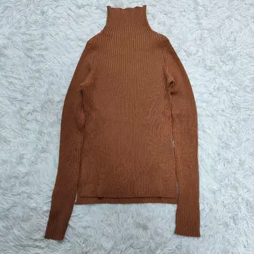 AURALEE 리브 니트 스웨터 하이넥 캐시미어 울 카멜 M