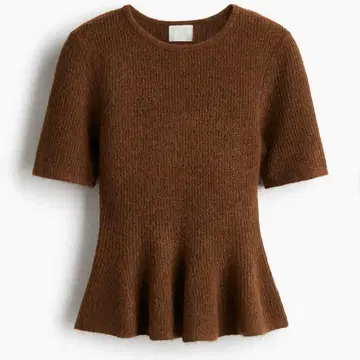 [ H&M ] 리브 니트 페플럼 상의