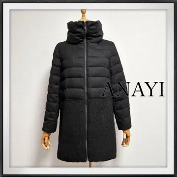 새상품 ANAYI 아나이 알파카 샤기 이소재 절개 다운 코트 36