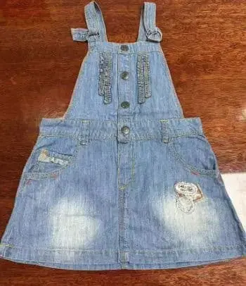 데님 살로펫 스커트 블루 / 앞 버튼