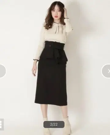 페플럼 부착 2way 타이트 스커트 윌 셀렉션 블랙 오피스