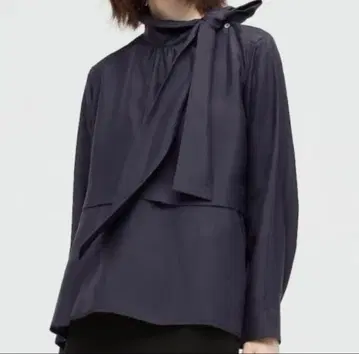 UNIQLO+J 실크 보타이 블라우스 실크 100% M 그레이