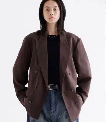 SINSS 더블 테일러드 자켓 브라운 S