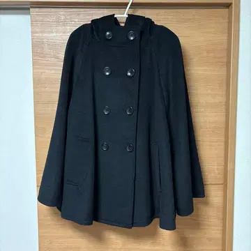 UNTITLED 언타이틀 후드 부착 블랙 더플 코트