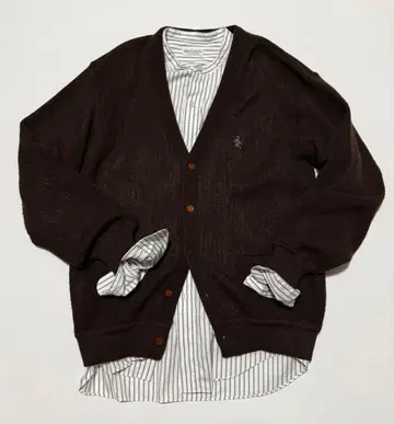 90s 브라운 니트 가디건 울