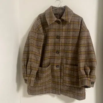 헤더 체크 아우터 코트 루즈핏