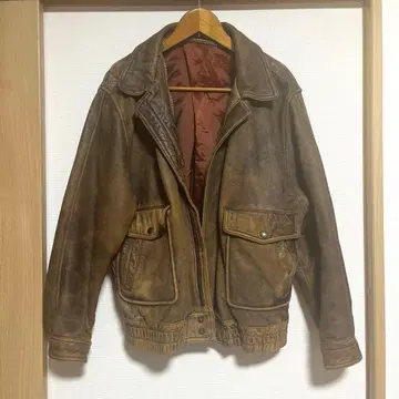 브라운 가죽 자켓 L 사이즈 프론트 포켓 부착