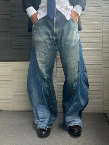 리메이크 데님 변형 도킹 벌룬 데님 팬츠