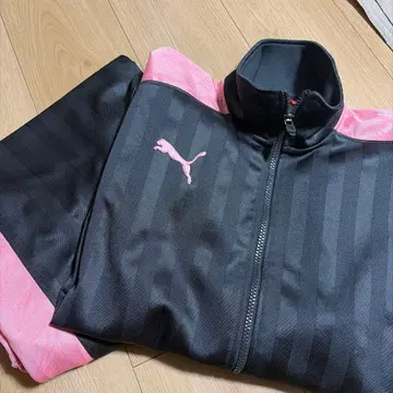 PUMA 스트라이프 저리 상하의 세트 블랙/핑크