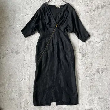 초레어 80s 90s 아카이브 구축적 비대칭 지퍼 원피스 블랙