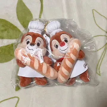 칩과 데일 셰프 봉제 인형 키링 2개 세트 디즈니 베이커리