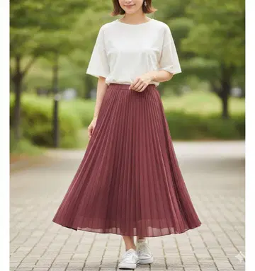 택 포함 새상품 자라 플리츠 스커트 허리밴딩 롱 무지 핑크 XS