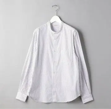 뷰티&유스 유나이티드 애로우즈 스트라이프 밴드 카라 셔츠