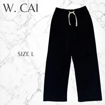 W. CAI 캐주얼 따뜻한 방한 편안함 허리밴딩 와이드 팬츠 L