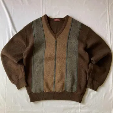 레어 00s 울 니트 스웨터 브라운 그런지 Y2K 인기 구제 의류