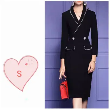 한국 블랙 비쥬 원피스 S