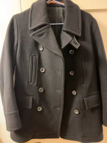 일본제 SCYE BASICS 블랙 울 피코트 더블 브레스트