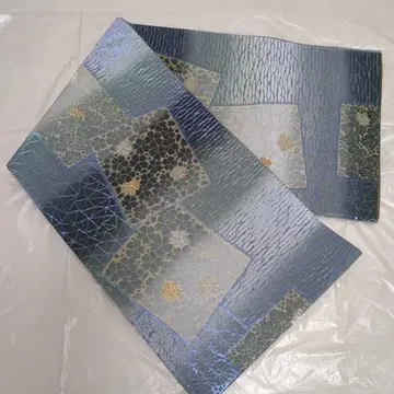 기모노 후쿠로 오비 꽃 블루 계열 반짝반짝