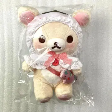 리락쿠마 스토어 한정판 코리락쿠마 화이트 딸기 봉제 인형 스트로베리