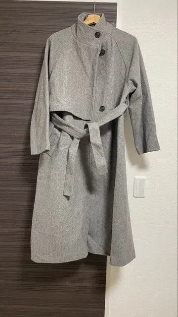 Lian 롱 코트 스탠드 카라 그레이 F 기장 113