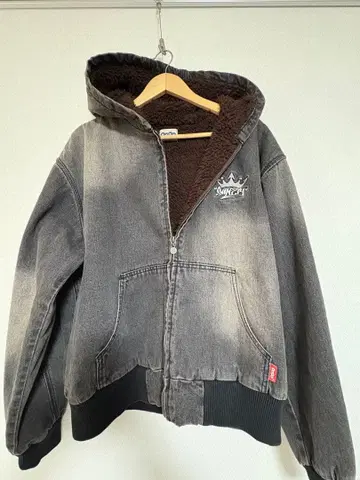 King Logo Slub Denim Zip Hoodie 9090