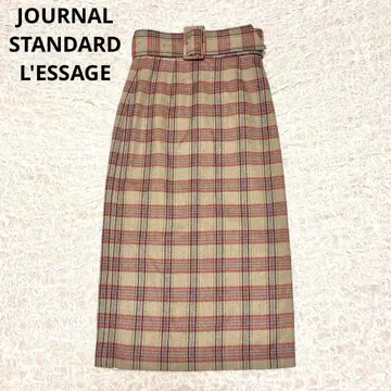 저널 스탠다드 레사쥬 체크 롱 스커트 벨트 포함 울