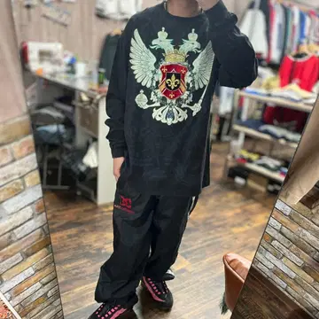 SEAN JOHN 2XL 구제 의류 스트릿 엠블럼 디자인 긴팔 티셔츠