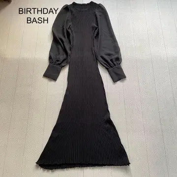 BIRTHDAYBASH 시폰 슬리브 드레스 블랙 S