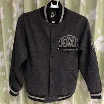 차콜 그레이 바시티 자켓 울 70% 고급 원단