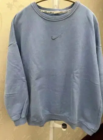 크루넥 맨투맨 라이트 블루 / 원 포인트