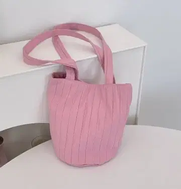 스트라이프 디자인 핑크 토트백