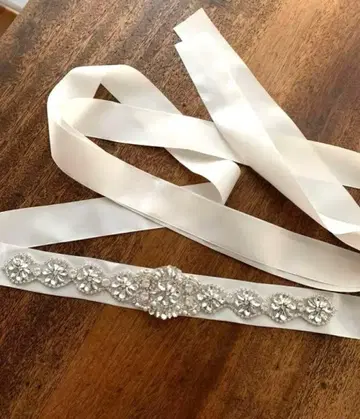 새시 벨트 리본 벨트 비쥬 벨트 펄 & 크리스탈 [ U1893 ]