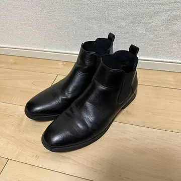 블랙 가죽 사이드 고어 부츠