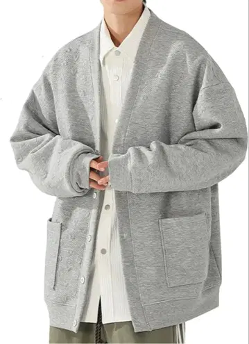 가디건 남성용 가을 루즈핏 캐주얼 비즈니스 무지 스타일리시 그레이