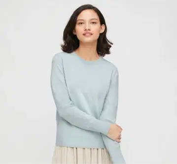 유니클로 캐시미어 크루넥 스웨터 S 블루 여성용 라이트 블루
