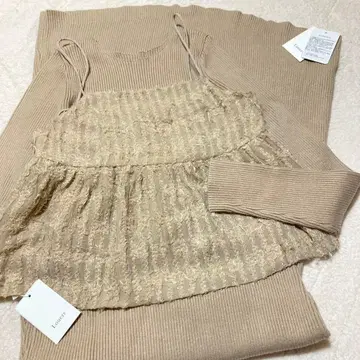 [택 포함 새상품] 루엘 샤기 자카드 뷔스티에 + 니트 원피스 M 타이트