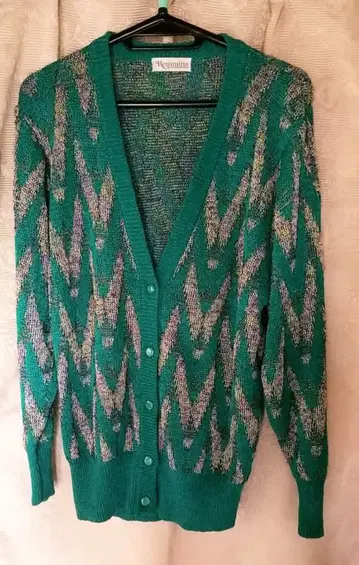 빈티지 80' 90' 가디건 기하학 리본얀 개성있는